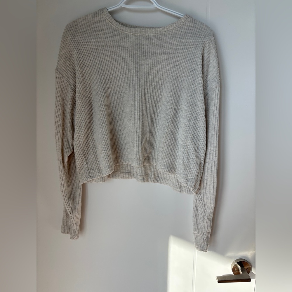 Aritzia Babaton heather light oatmeal Time Longsleeve